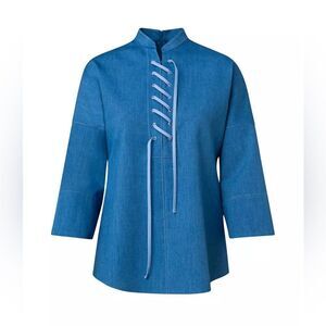 Akris punto Washed Denim Laced Blouse size 6